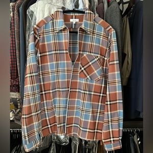 Reiss Checkered Plaid Zip Overshirt Size Medium